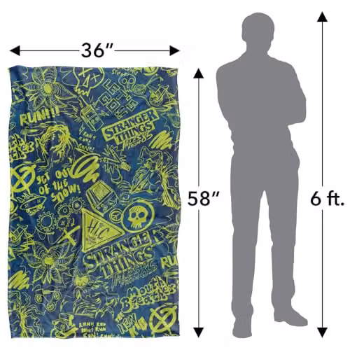 Netflix Stranger Things Tales From 85 Acid Pattern Multicolour Fleece Throw Blanket W/D/H: 91 x 147 cm – 4
