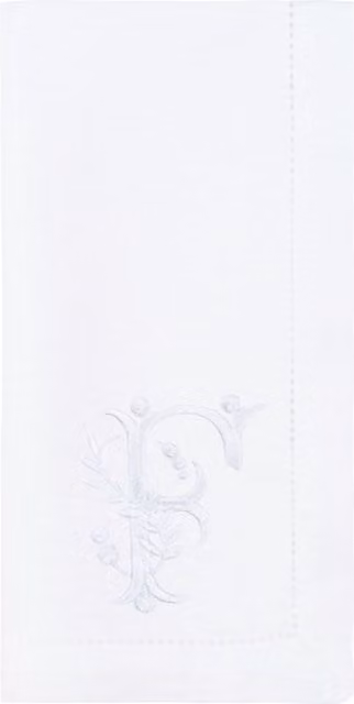 Mafra White Linen Christmas Table Linens with Embroidered Letters W/D/H: 50 x 50 x 50 cm