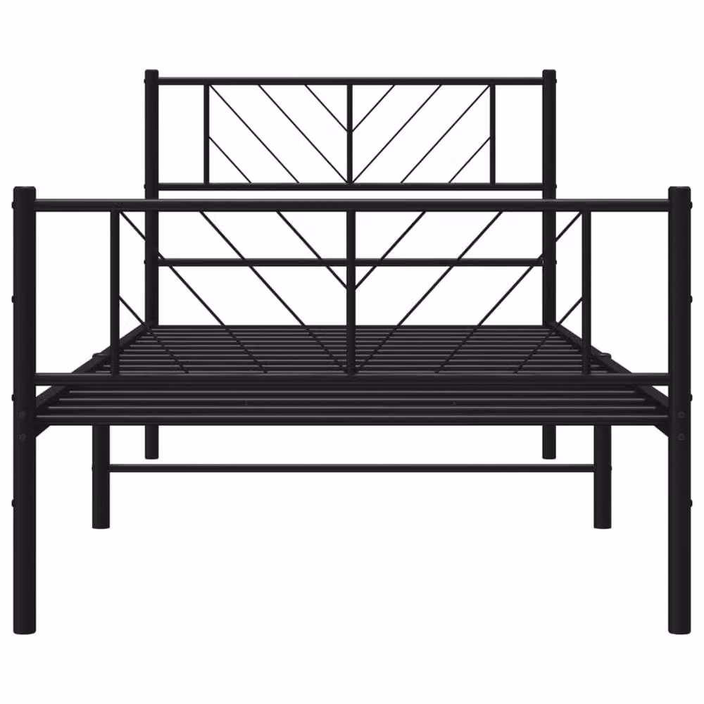 Berkfield Home Metal Bed Frame with Headboard and Footboard in Black, W/D/H: 90 x 200 cm – 3