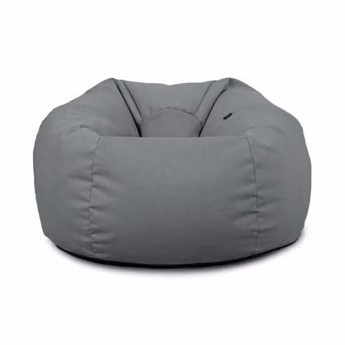 rucomfy Veneto Classic Adult Beanbag in Grey Velvet with Removable Cover
