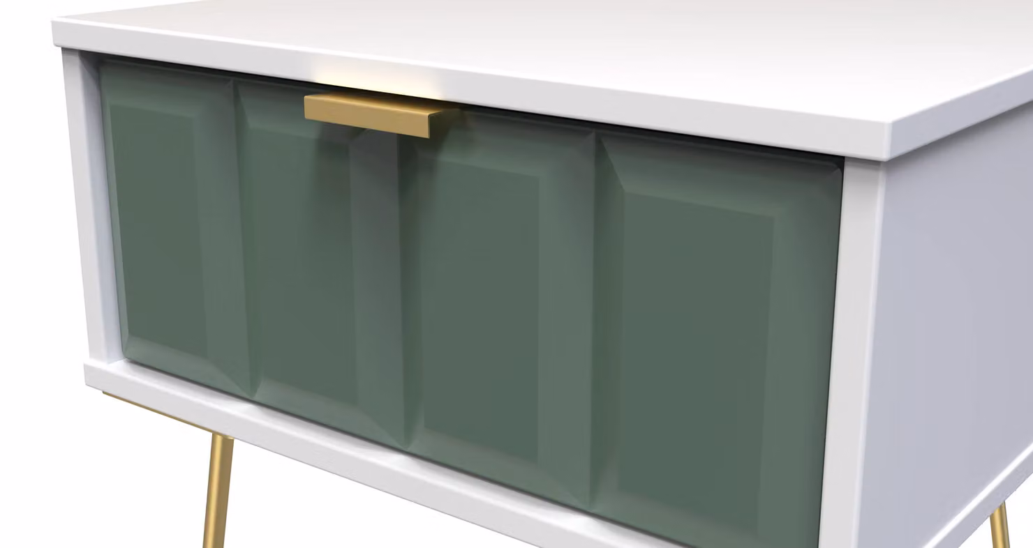 2 U Metro Ready Assembled 1 Drawer Bedside Table in Green and Gold – 3