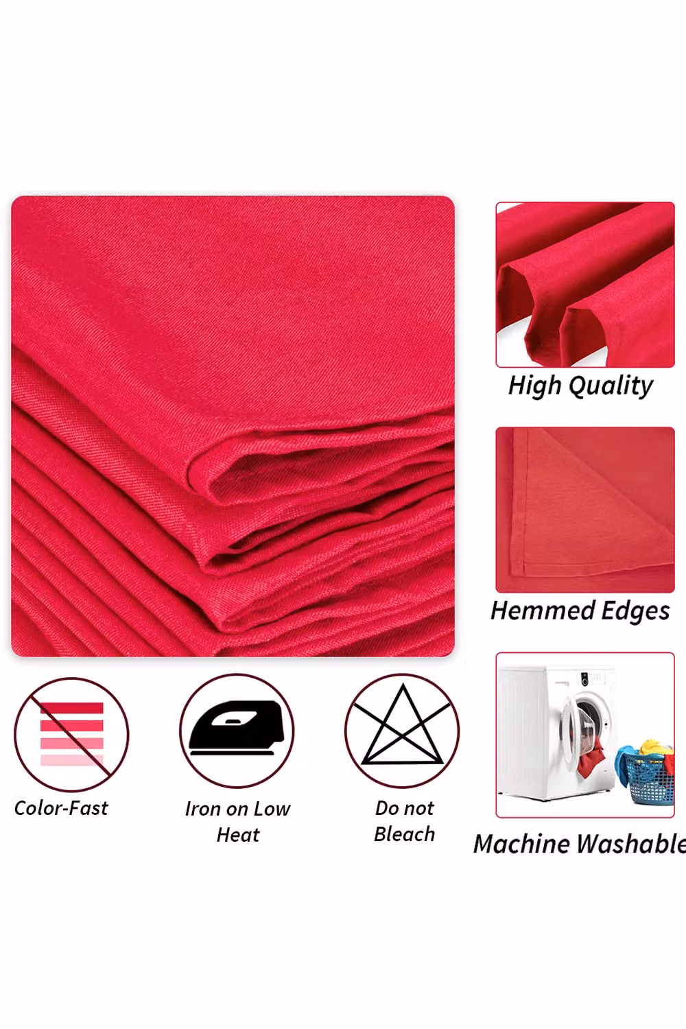 Neel Blue Red Polyester Napkin with Hemmed Edges – 2