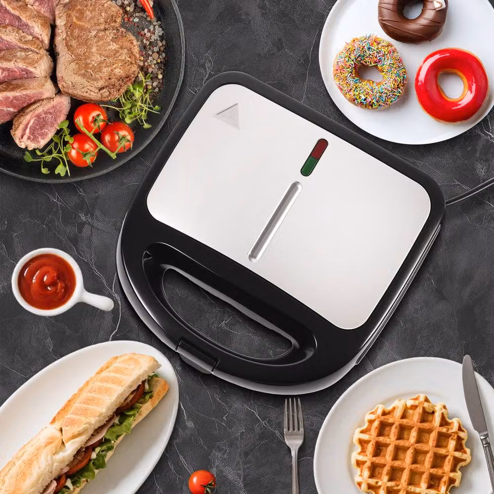 Alivio 3-in-1 Non-Stick Sandwich Maker with Detachable Plates, 850W, Black – 6