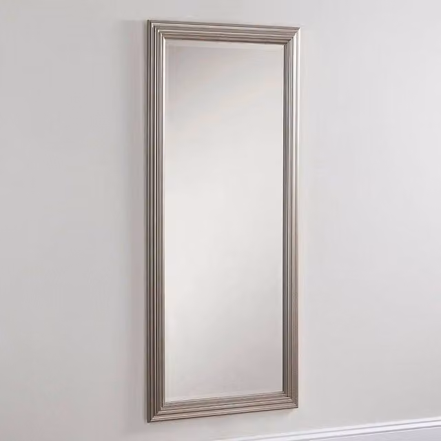 Yearn Mirrors Silvery Champagne Full Length Mirror in Silver, H: 166.5 cm, W: 75 cm