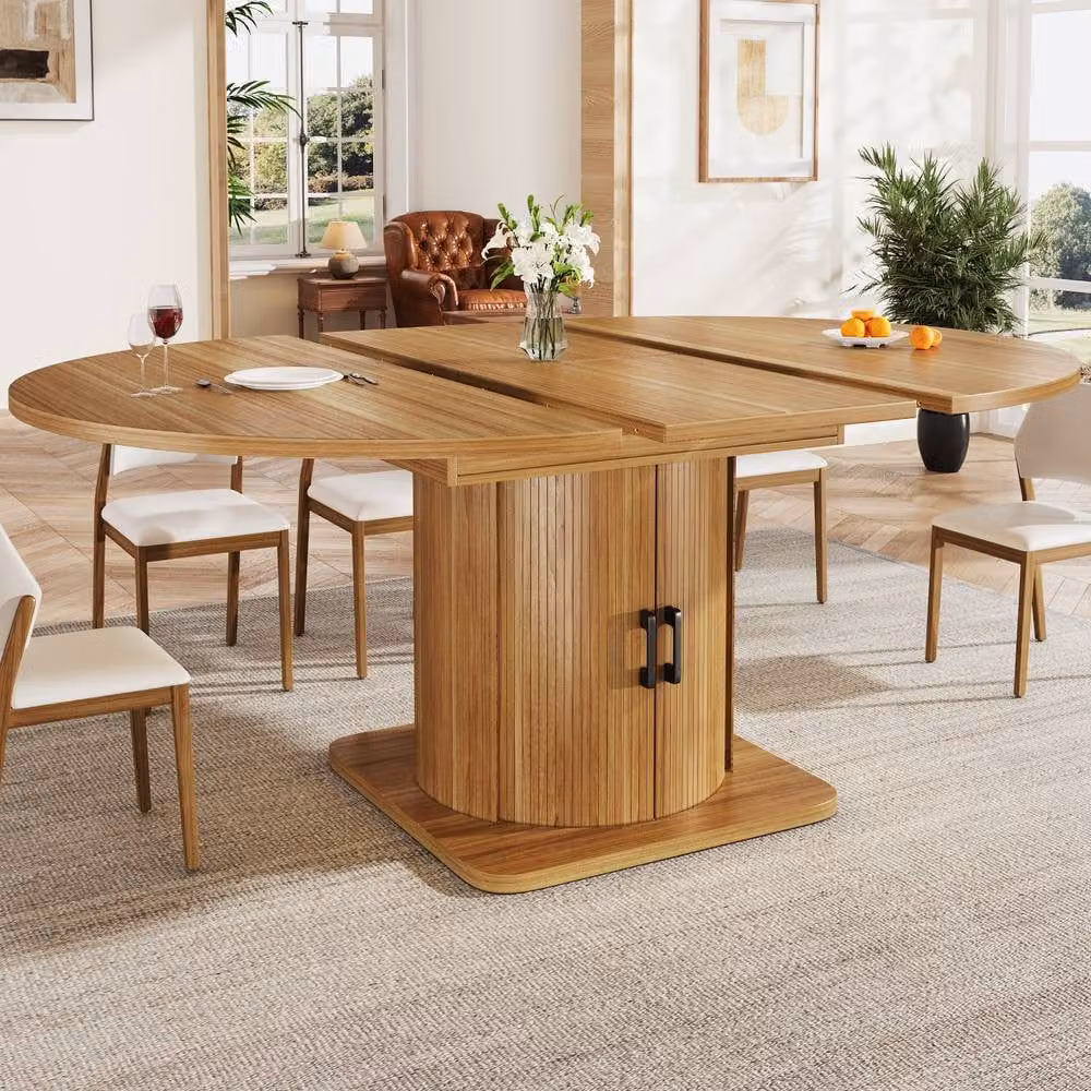 ModernLuxe Extendable Dining Table in Brown, Seats up to 6 Adults, W: 118 cm to 158 cm, H: 75 cm, D: 76 cm – 1