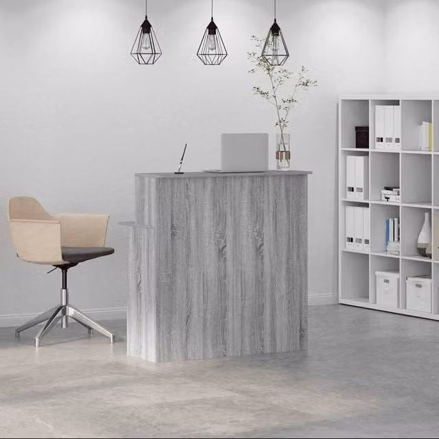 Berkfield Home Grey Sonoma Reception Desk in Engineered Wood, W/D/H: 100 x 50 x 103.5 cm – 1