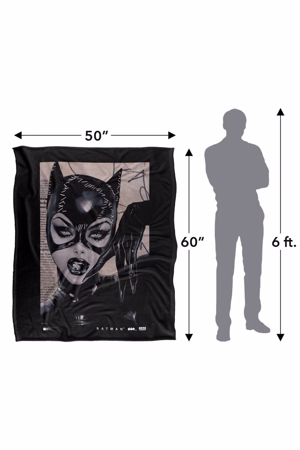 Warner Bros. Batman Catwoman Comic Cover Super Soft Silky Touch Throw Blanket, Extra Large, Multicolour and Black – 3