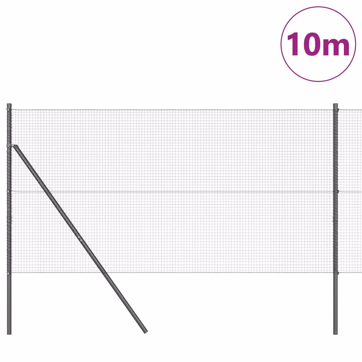 Berkfield Home Grey Steel Welded Wire Fence with 7 Posts, W: 10 m, H: 1.4 m – 3