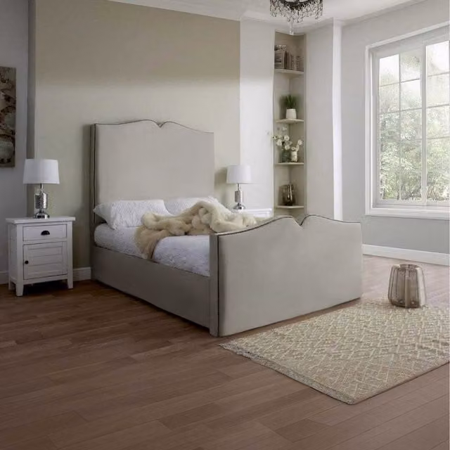 Desire Deco Modern Upholstered Velvet Bed Frame in Silver, 180 x 200 cm
