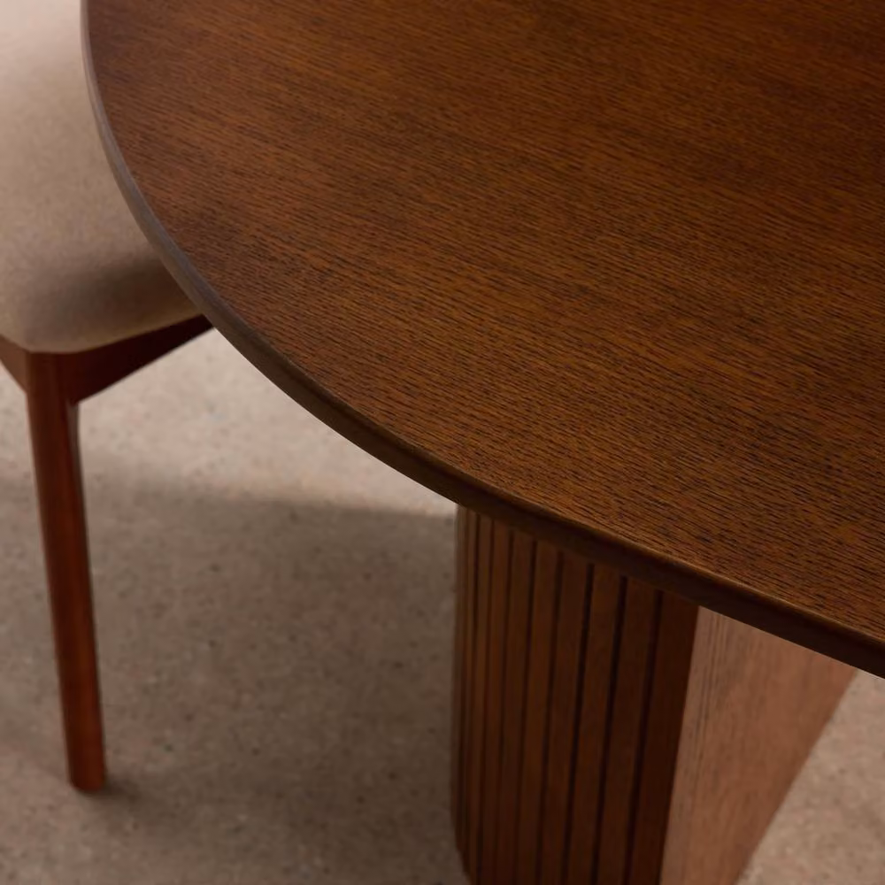 sweeek Oval Dining Table in Dark Brown Rubberwood and Oak Veneer, W: 200 cm, H: 75 cm, D: 90 cm – 4