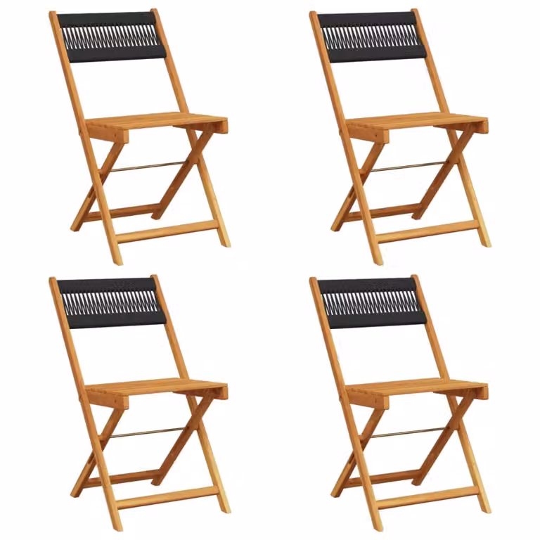 Berkfield Home Set of 4 Folding Garden Chairs in Black Acacia Wood