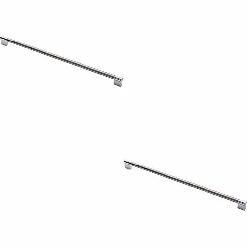 Loops 2 Pack Keyhole Bar Pull Handles in Satin Nickel and Chrome, W: 46 cm, H: 1.4 cm, Fixing Centres: 44.8 cm