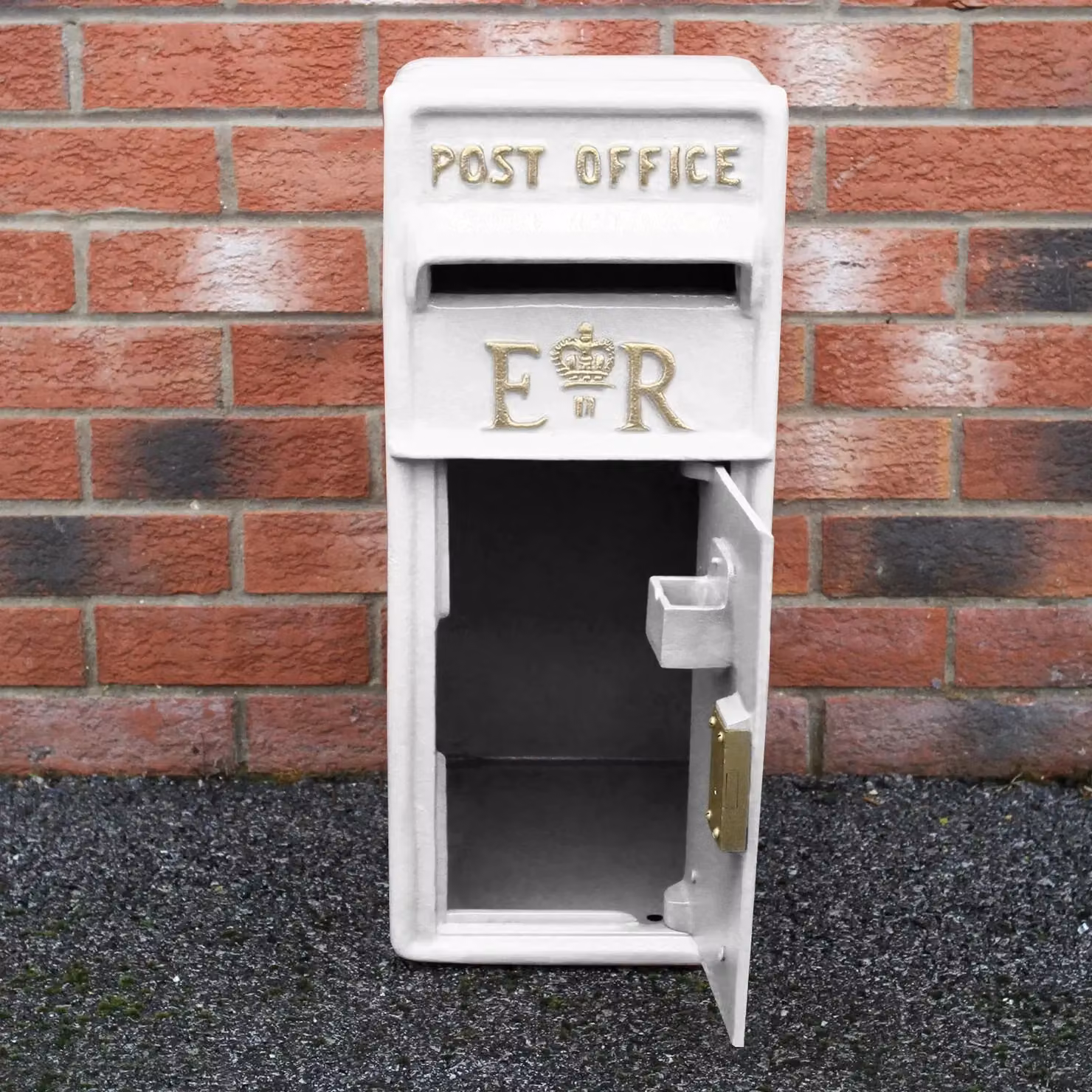 Monstershop White and Gold Cast Iron Wall Mounted Wedding Post Box – 4