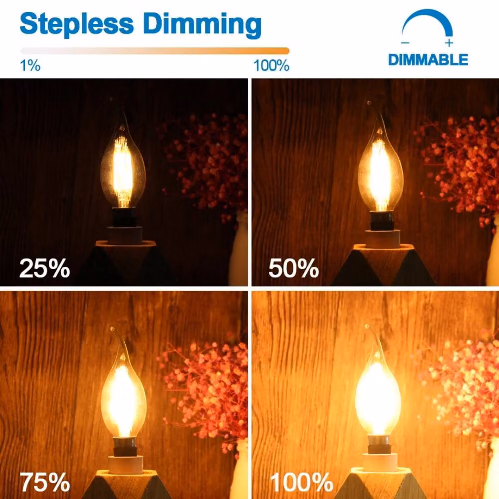 Havendro B15 LED Filament Candle Bulb, 4W, Warm White, Dimmable, Clear Glass – 3