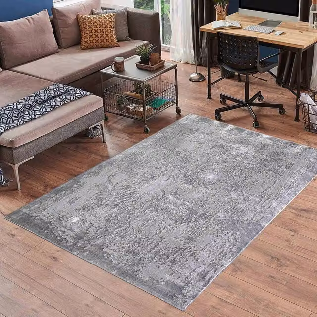 Desire Rugs Modern Abstract Grey Polyacrylic Rectangular Area Rug, W: 60 cm, L: 110 cm