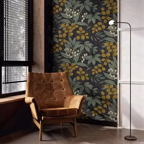 Superfresco Easy Persephone Charcoal and Ochre Floral Botanical Wallpaper – 2