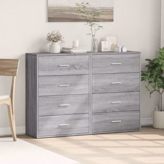Berkfield Home Set of 2 Grey Sonoma Sideboards in Engineered Wood W/D/H: 60 x 31 x 84 cm