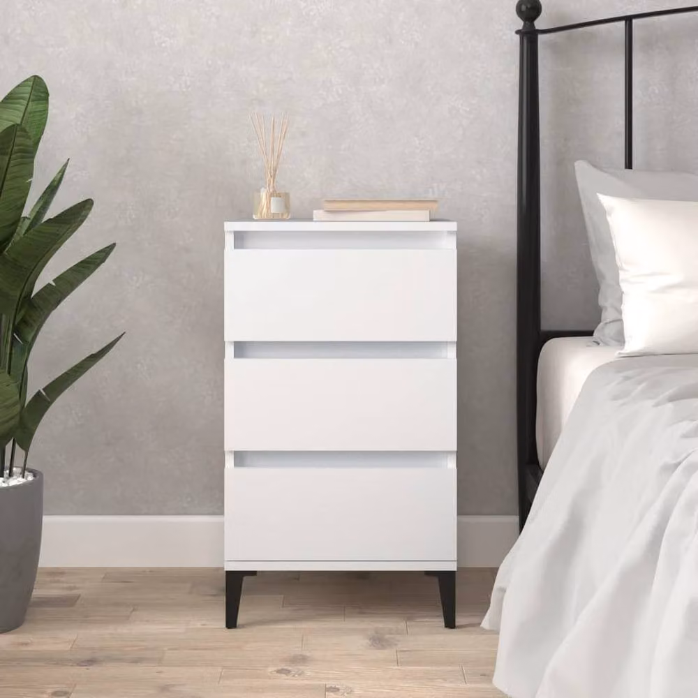 Berkfield Home White Bedside Cabinet in Engineered Wood W/D/H: 40 x 35 x 70 cm – 2