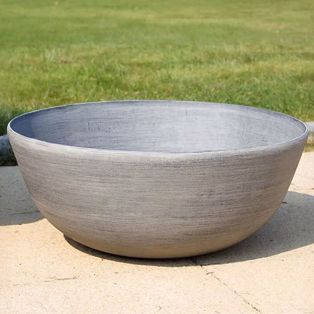 Primrose Cortina Stone Effect Low Bowl Plant Pot in Grey