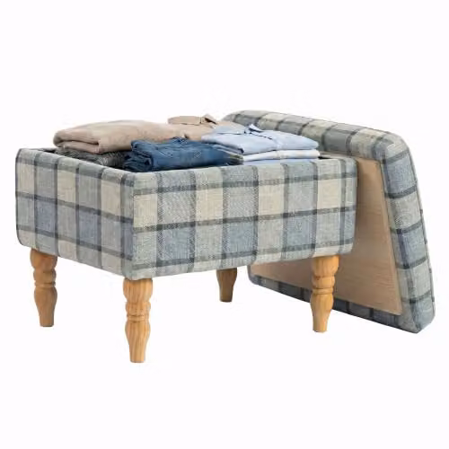HOMCOM Rectangular Upholstered Storage Footstool in Grey with Removable Cover, W/D/H: 50 x 38 x 39 cm