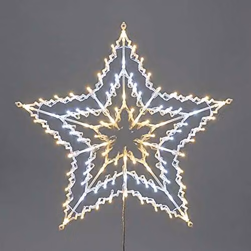 Festive Productions White Geometric Hanging Star Christmas Decoration with 100 LEDs, Height: 55.5 cm – 3