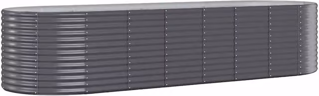 Berkfield Home Garden Powder-coated Steel Raised Bed in Anthracite, W/D/H: 322 x 100 x 68 cm