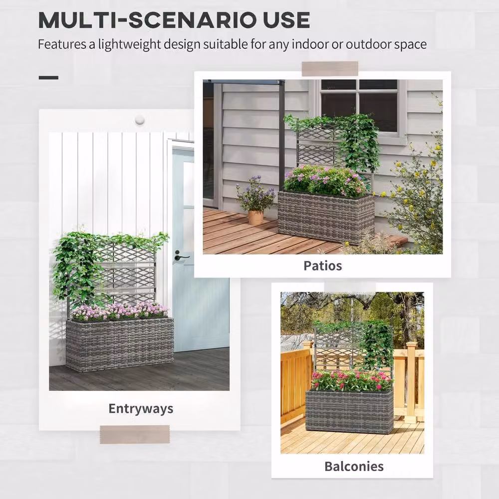 STILVORA Grey Galvanised Steel Garden Planter with Trellis, W/D/H: 84 x 30 x 107 cm – 4