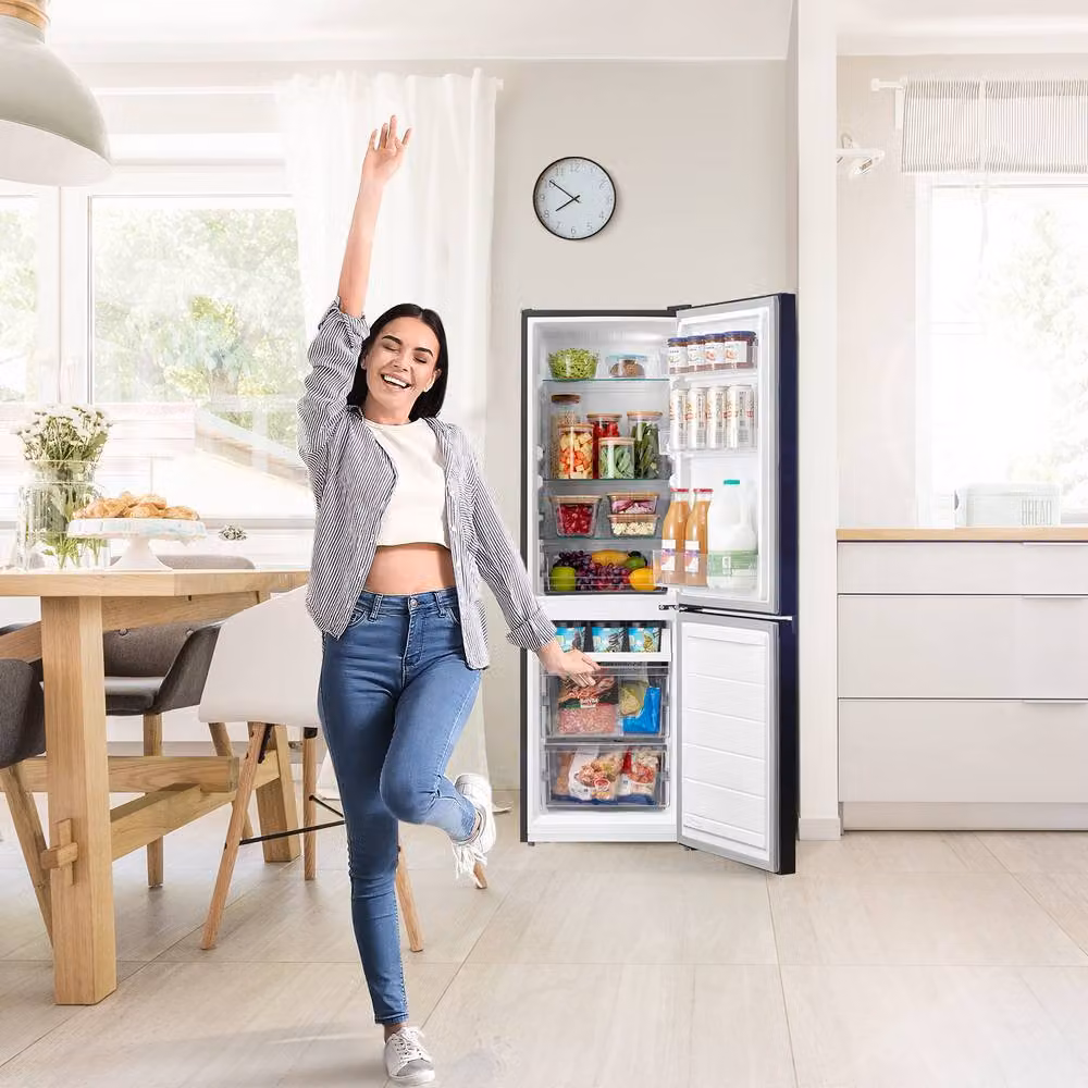 Living and Home 174L Freestanding Tall Fridge Freezer with Reversible Door Hinge in Black – 2