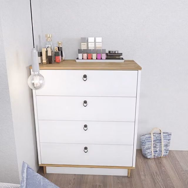 Decorotika Sahra Modern Chest of Drawers in White and Beige