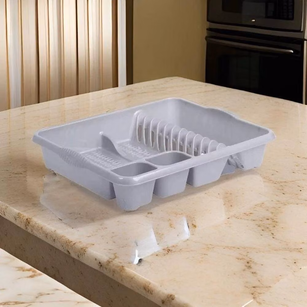 FLAVORA Silver Kitchen Plate Dish Drainer Rack and Cutlery Holder in Grey – 2