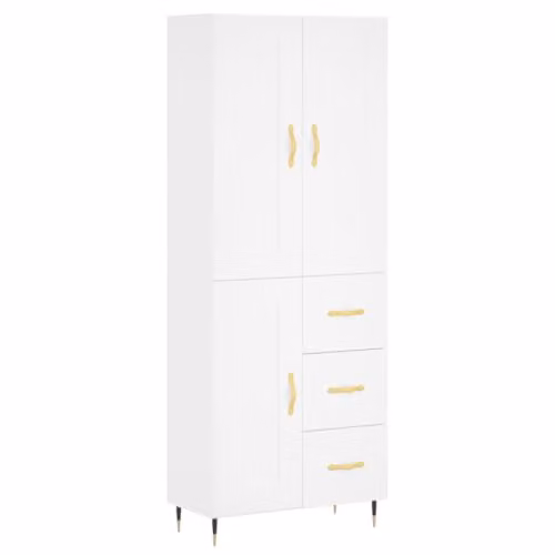 vidaXL Modern White Highboard Storage Cabinet with Internal Shelves and Hinged Doors – 1