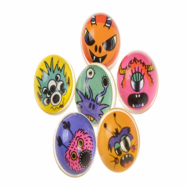 LG-Imports Pack of 50 Monster Bouncy Balls, 32mm, White and Multicolour