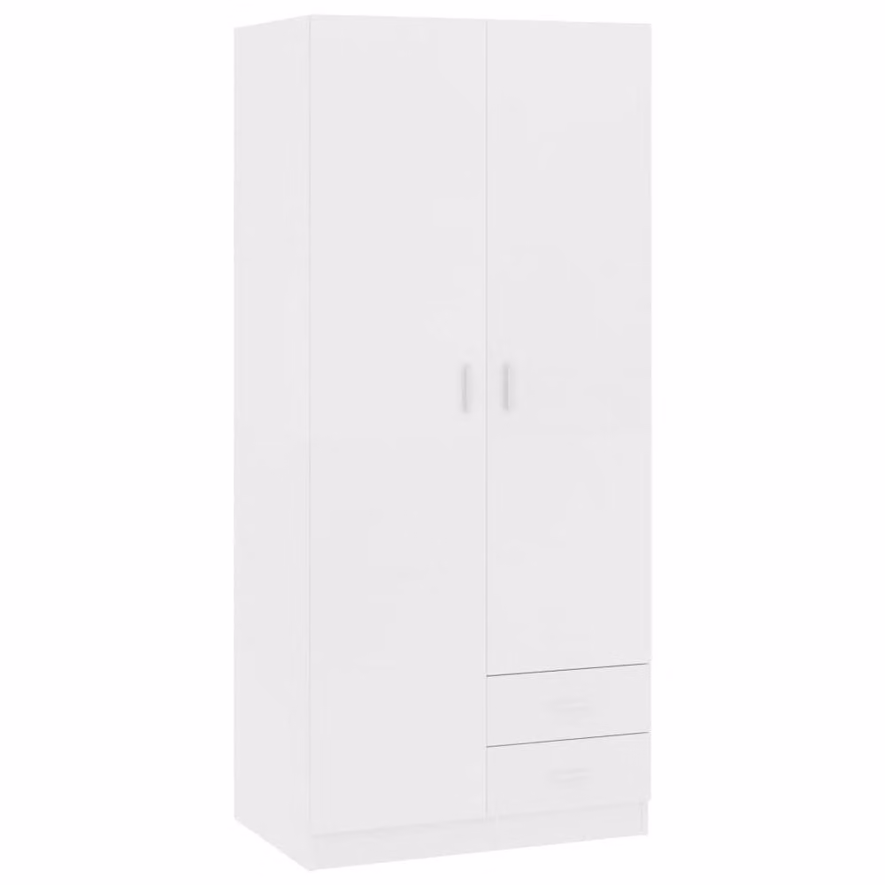 Berkfield Home Modern White Wardrobe with Hinged Doors and Internal Drawers, W/D/H: 80 x 52 x 180 cm – 2