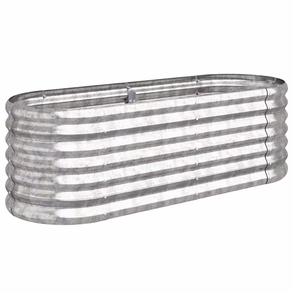Berkfield Home Garden Powder-coated Steel Raised Bed in Silver, W/D/H: 114 x 40 x 36 cm – 2
