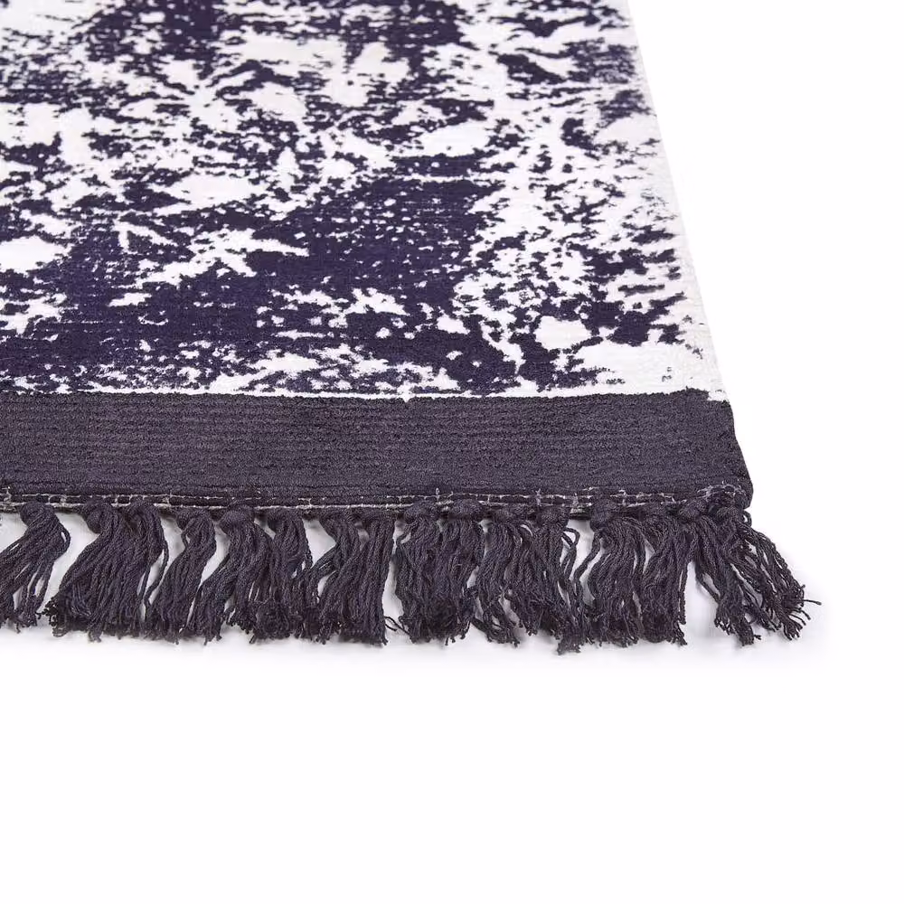Wyld and Coco Handwoven Oriental Vintage Distressed Area Rug in Purple and White, W: 80 cm, L: 150 cm – 3