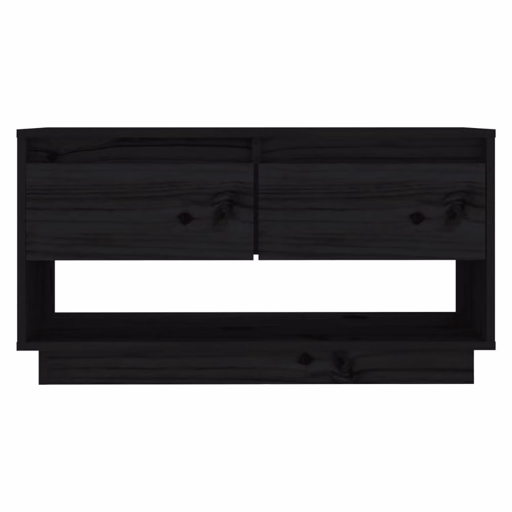 Berkfield Home Black Rustic Solid Wood Pine TV Cabinet W: 74 cm, D: 34 cm, H: 40 cm – 3