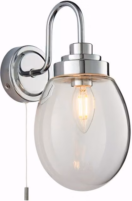 Hampton Endon LED 1 Light Bathroom Wall Lamp with Clear Glass and Chrome Plate, IP44, E14