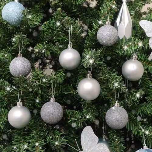 Melody Maison Set of 8 Silver Glitter Christmas Baubles