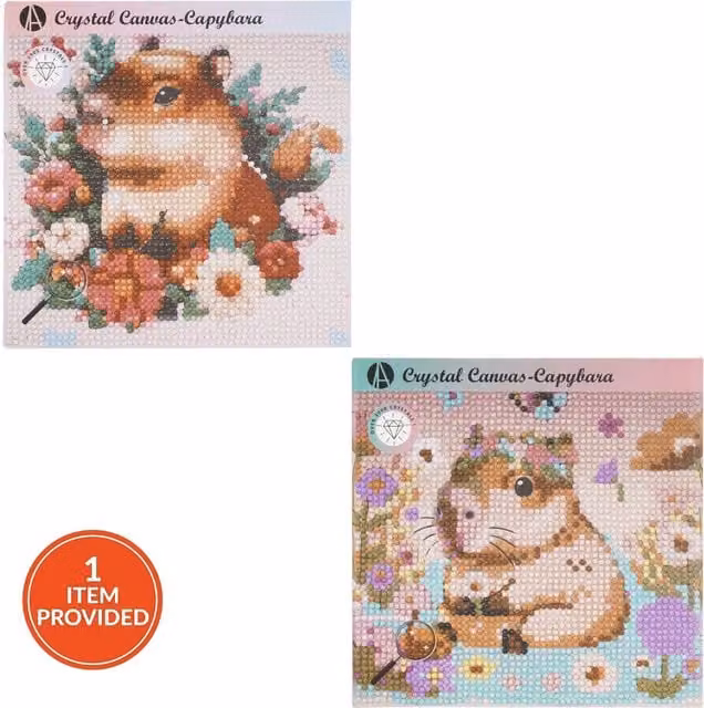 Art Studio Capybara Crystal Canvas Kit, Multicolour