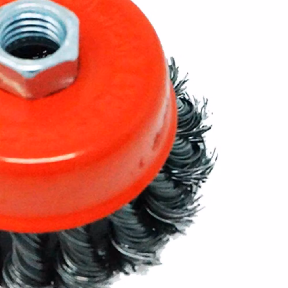 VOGREX 4-Piece M14 Twist Knot Wire Cup Brush Set for Angle Grinders in Red – 4
