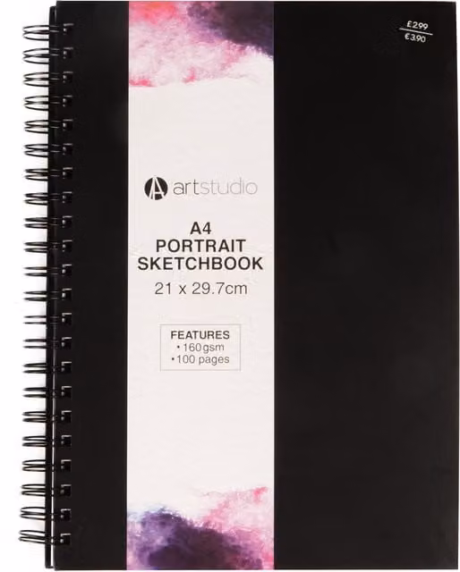Crafty Club Black Portrait Sketchbook for Professionals