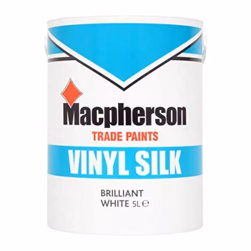 Macpherson Vinyl Silk Brilliant White Satin Gloss Paint, 5 l