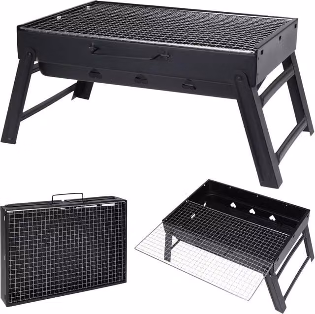 Geezy's Portable Tabletop Charcoal BBQ Grill, Black