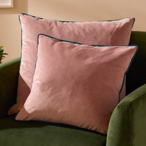 Riva Home Meridian Signature Collection Square Velvet Cushion in Pink or Turquoise, 55 x 55 cm – 3