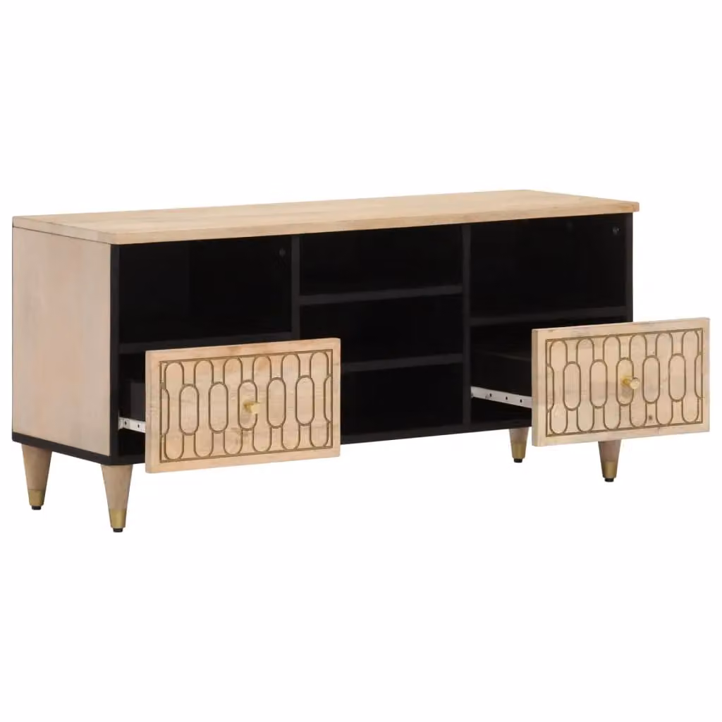 Berkfield Home Brown Mango Wood TV Cabinet W/D/H: 100 x 33 x 46 cm – 2