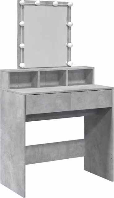 Berkfield Home Modern Dressing Table with Hollywood LED in Concrete Grey, W: 80 cm, D: 41 cm, H: 144.5 cm