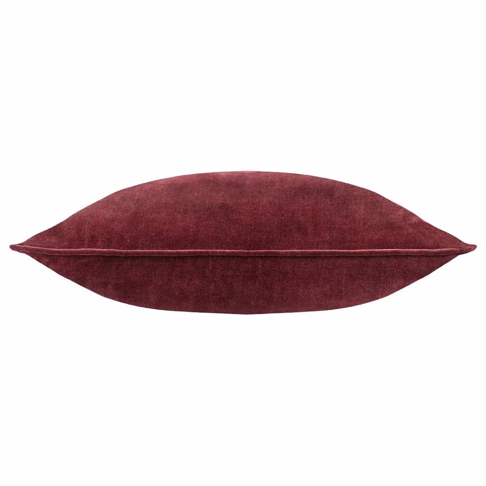 Yard Red Chenille and Velvet Square Cushion, W/D/H: 50 x 50 x 50 cm – 3