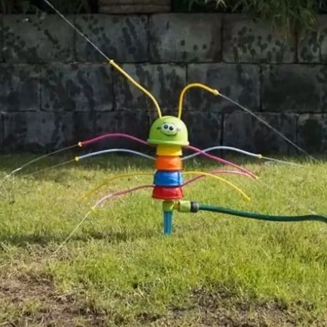UMKYTOYS Caterpillar Outdoor Water Spray Sprinkler Toy for Kids in Green and Multicolour