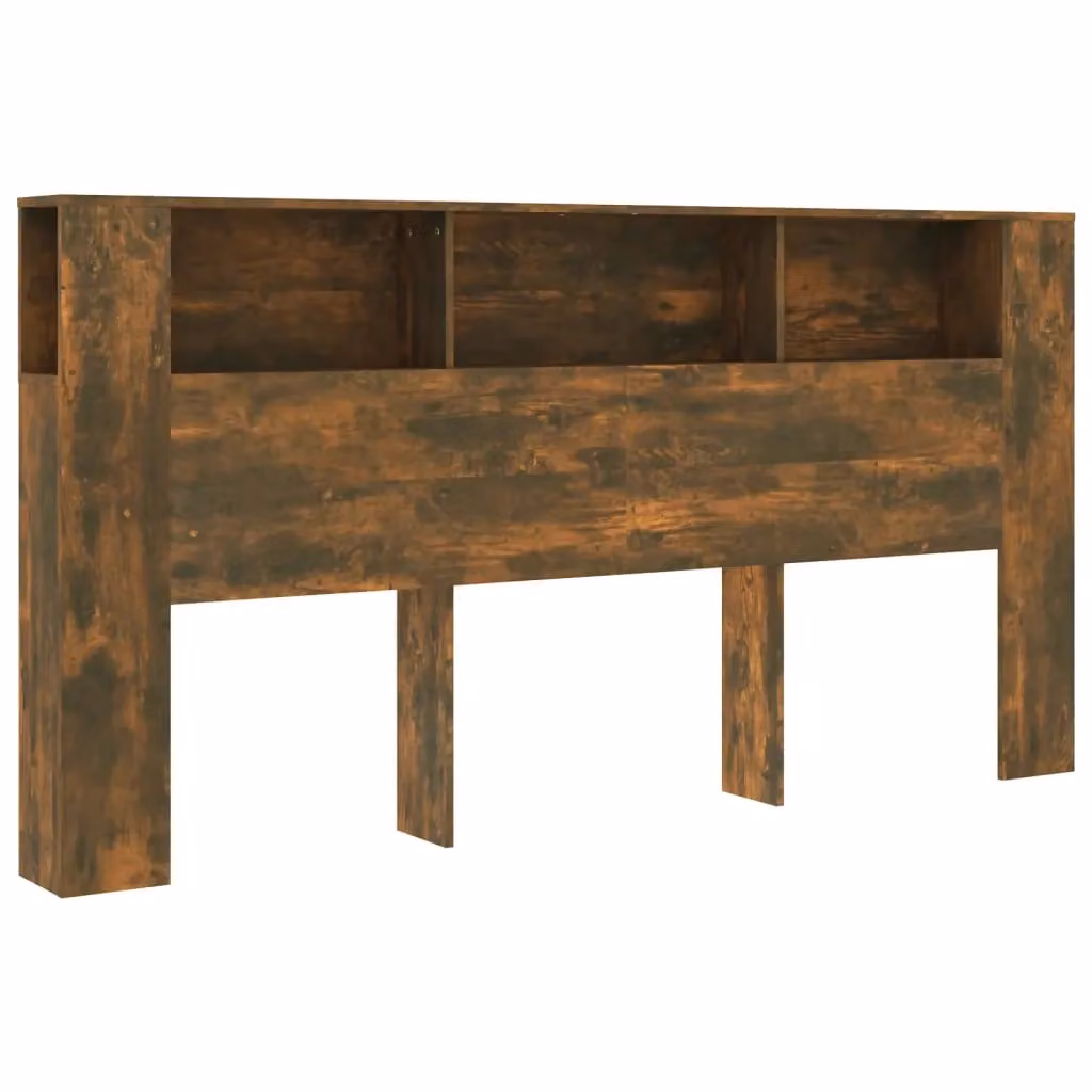 Berkfield Home Headboard Cabinet in Smoked Oak Brown, W: 200 cm, D: 18.5 cm, H: 104.5 cm – 2