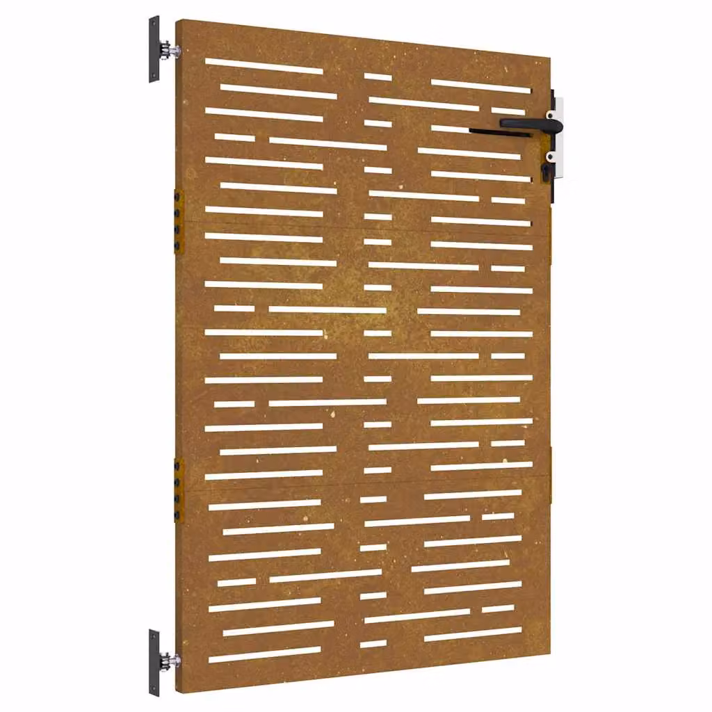 Berkfield Brown Corten Steel Square Design Garden Gate, W: 85 cm, H: 125 cm – 2